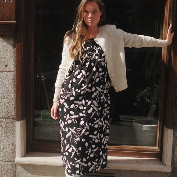 NEW Sonmer Spain Silvia Dress Black & White Print Midi - Picture 3 of 10